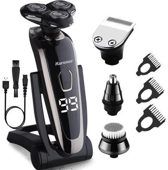 Main image of Electric Razor for Men Shaver Rechargeable Waterproof Rotary for Shaving with Nose Trimmer Sideburns Trimmer Face Cleaning Brush