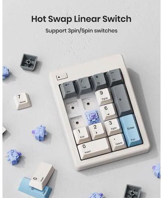 Main image of Kisnt FD17 Wireless Mechanical Number Pad, Bluetooth 5.0& 2.4G Dual Mode Numeric Keypad, 17 Keys Hot Swappable Numpad with PBT Keycaps for Laptop/PC/TKL Keyboards(Beige, Linear Switch)
