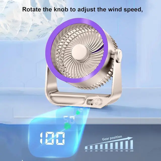 Alt view image 5 of 7 - Air Circulator Fan Desk Fan USB Rechargeable Battery Operated 3D Surround Airflow Strong Wind 4000mAh Quiet for Bedroom Home Office