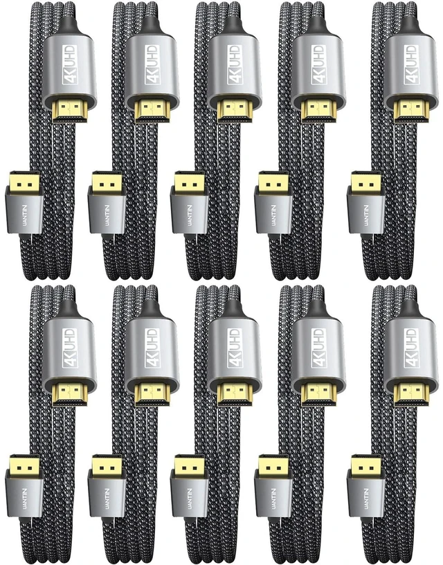 Main image of UANTIN 10 Pack 4K DisplayPort to HDMI Cable 10Ft | 1080P@120Hz,1440P/2K@60Hz Uni-Directional DP to HDMI Male Braided Cord Display Port to HDMI Cable for Dell,Lenovo,ThinkPad,HP,AMD,NVIDIA