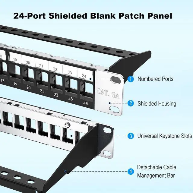Alt view image 2 of 7 - Jadaol 24 Port Shielded Blank Patch Panel