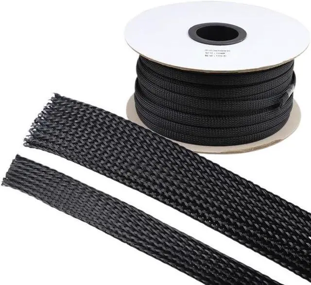 Main image of PET Black Cable Sleeve Length1/3/5/50/100M Insulated Braided Sleeving Wire Cable Flame-Retardant Nylon Tube(50 Meter,10 mm)