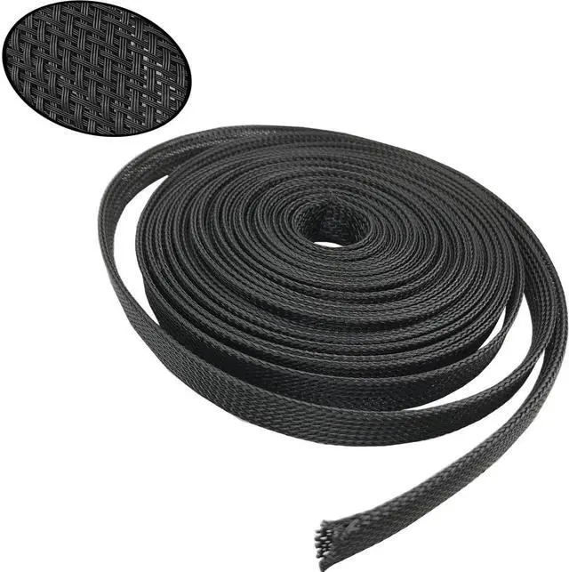 Alt view image 3 of 6 - PET Black Cable Sleeve Length1/3/5/50/100M Insulated Braided Sleeving Wire Cable Flame-Retardant Nylon Tube(50 Meter,10 mm)