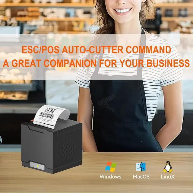 Alt view image 6 of 7 - Thermal Receipt Printer, Restaurant Kitchen Printer, 80mm POS Printer with Auto Cutter, USB/Ethernet Interface, for Windows/Mac/Linux, Not Compatible with Square