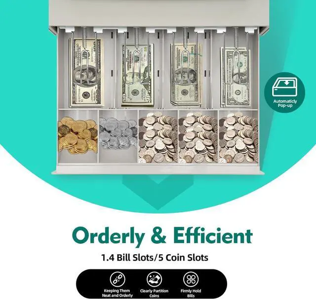 Alt view image 6 of 7 - Electronic Cash Register, POS Casher Thermal Printing Electronic with Receipt and Journal Printer,48 Keys 8 Digital LED Cash Register with Cash Detection Light for Business,13.18 x 14.96 x 3.74In
