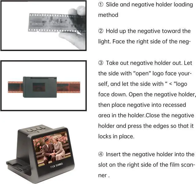 Alt view image 4 of 7 - Film and Slide Scanner, Converts 135 Film 126KPK 110 Super8 Monochrome Slides to Digital JPEG Photos, Built in 16GB Memory 5 Inch LCD Screen, for PC TV Vista 7 8 10 M