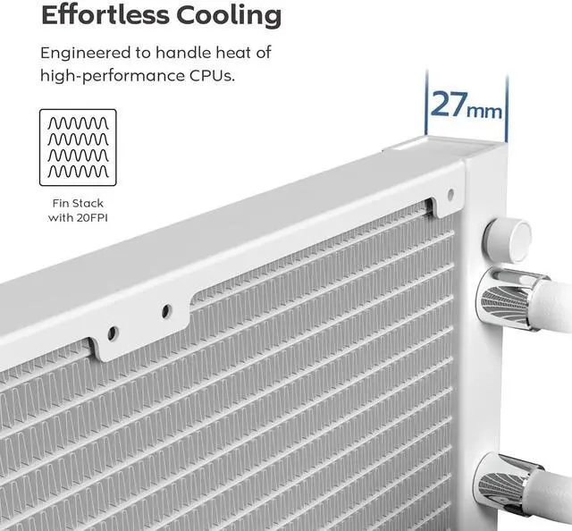 Alt view image 4 of 6 - MONTECH HyperFlow Silent 240 Black Ultra-Quiet AIO Liquid CPU Cooler, 3100RPM Pump, Triple Silent Fans, High-Efficiency Radiator for Superior Heat Dissipation, Intel & AMD Compatible, ARGB-Free