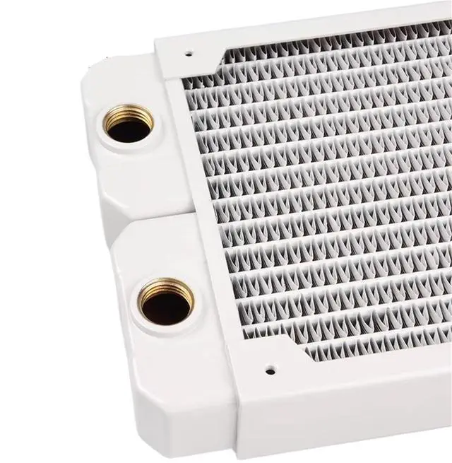 Alt view image 3 of 4 - Computer Water Cooling Piano White Copper Radiator 14 Flat Tube Single Layer Copper fin Suitable 12cm Fan. TSRP-TW480W
