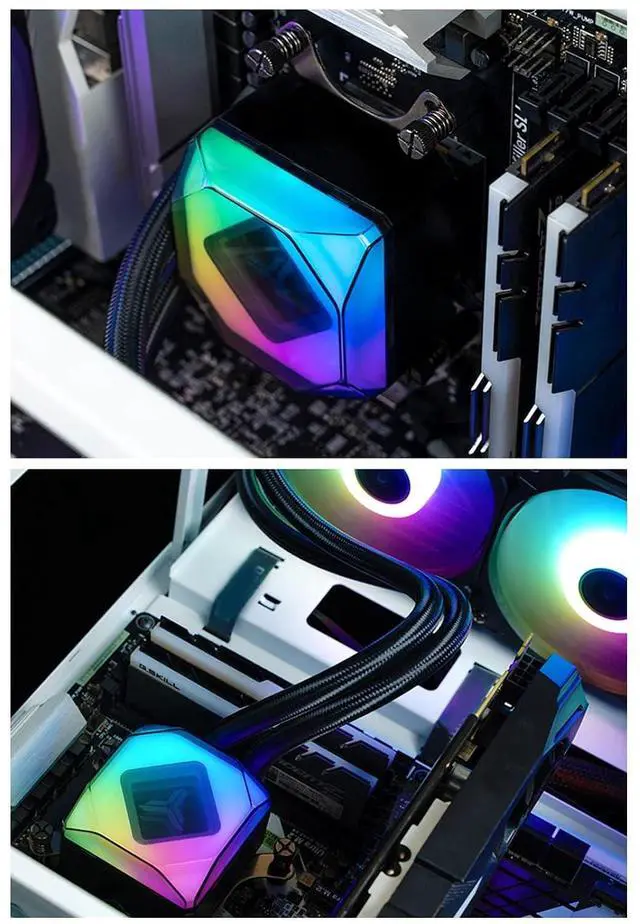 Alt view image 6 of 7 - CPU Water Cooling System CPU Liquid ARGB Lighting 4Pin PWM Fans Improved For LGA 1700/1200/115X/2011/AM4/AM5 Liquid Cooling Solution
