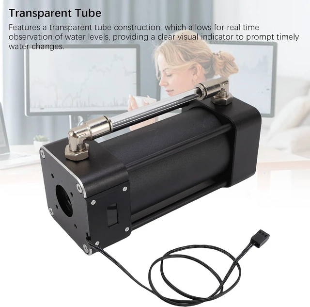 Alt view image 2 of 7 - Luocute 167mm Computer Water Tanking, Water Cooling Pump Tanking with External Observation Window BL G4 G1/4 Thread LCD Temperature Display Computer Cooling Reservoir