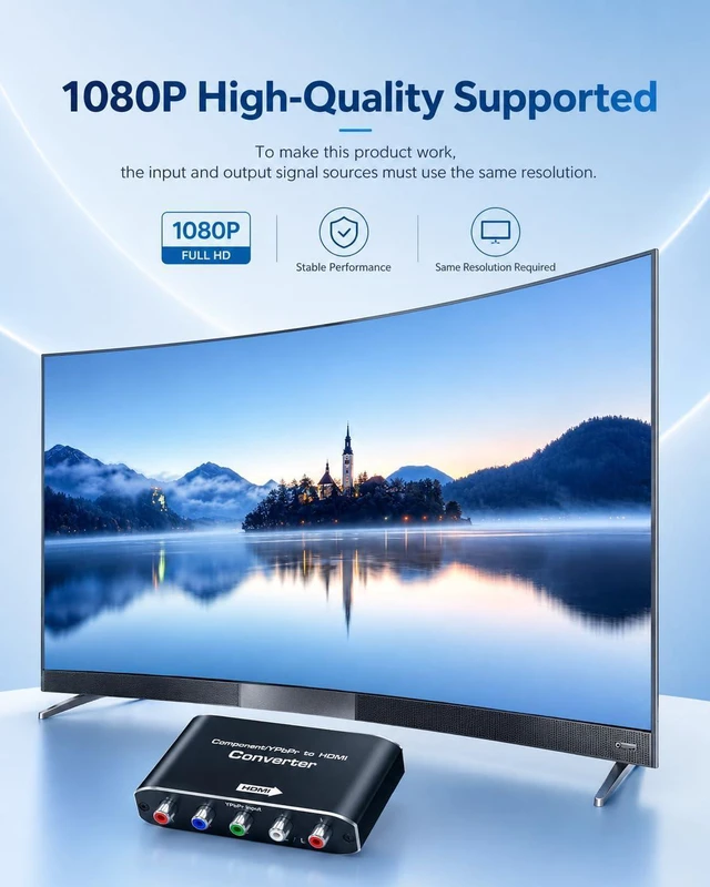 Alt view image 2 of 7 - Component to HDMI, YPbPr to HDMI Converter, Koopman 5RCA RGB to HDMI Converter Adapter, Supports 1080P Video Audio Converter Adapter HDMI V1.4 for DVD PSP PS2 N64 to HDTV Monitor and Projector