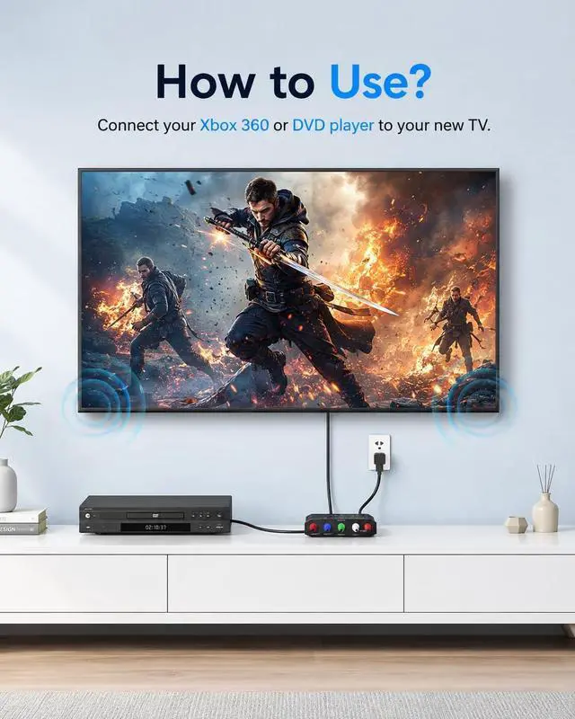 Alt view image 4 of 7 - Component to HDMI, YPbPr to HDMI Converter, Koopman 5RCA RGB to HDMI Converter Adapter, Supports 1080P Video Audio Converter Adapter HDMI V1.4 for DVD PSP PS2 N64 to HDTV Monitor and Projector
