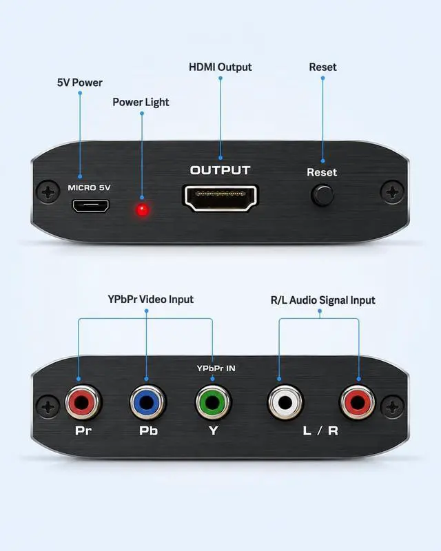 Alt view image 5 of 7 - Component to HDMI, YPbPr to HDMI Converter, Koopman 5RCA RGB to HDMI Converter Adapter, Supports 1080P Video Audio Converter Adapter HDMI V1.4 for DVD PSP PS2 N64 to HDTV Monitor and Projector