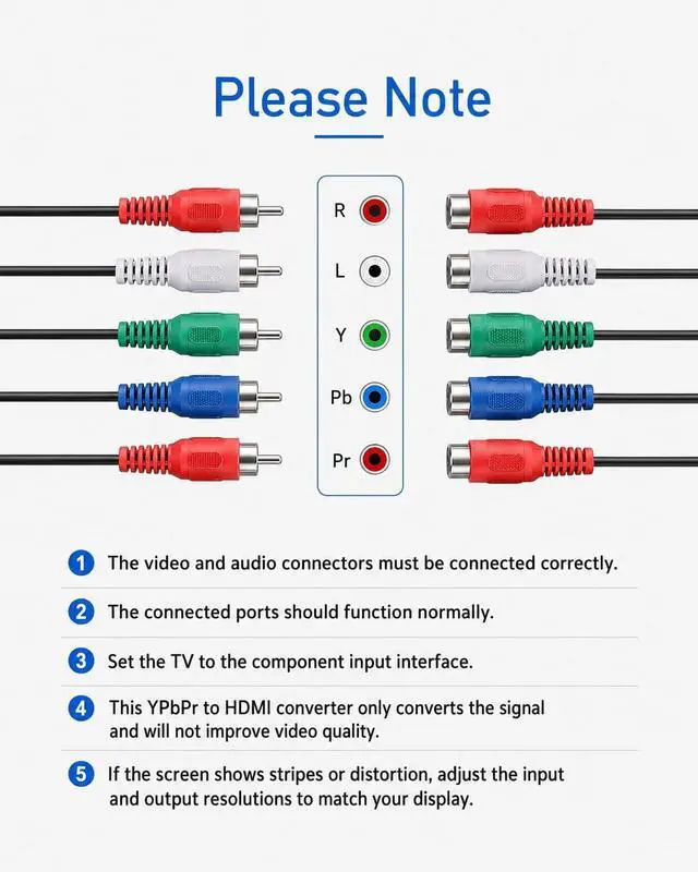 Alt view image 6 of 7 - Component to HDMI, YPbPr to HDMI Converter, Koopman 5RCA RGB to HDMI Converter Adapter, Supports 1080P Video Audio Converter Adapter HDMI V1.4 for DVD PSP PS2 N64 to HDTV Monitor and Projector