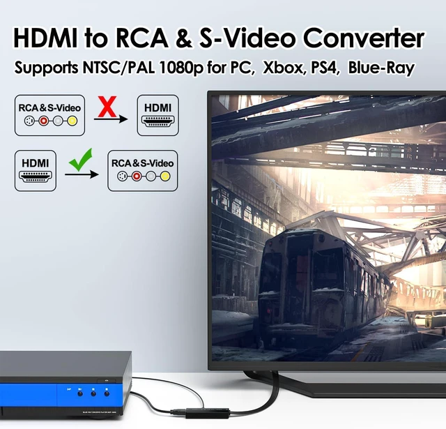 Alt view image 5 of 6 - Dingsun HDMI to S-Video Converter HDMI to RCA Adapter Support 720P/1080p for PC Laptop Xbox PS3 TV STB VHS VCR Blue-Ray DVD