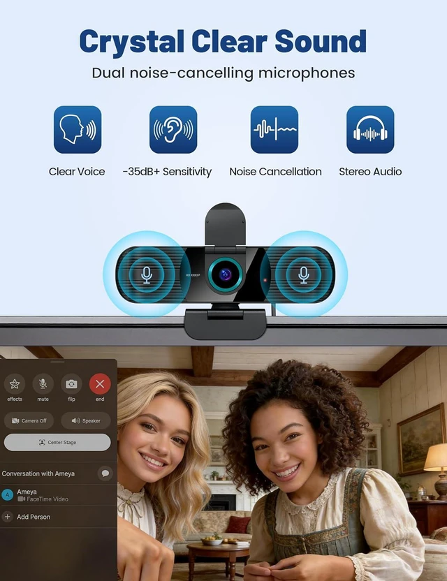 Alt view image 5 of 7 - Pro HD 1080p/30fps Webcam with Tripod, External USB Camera for PC/Laptop