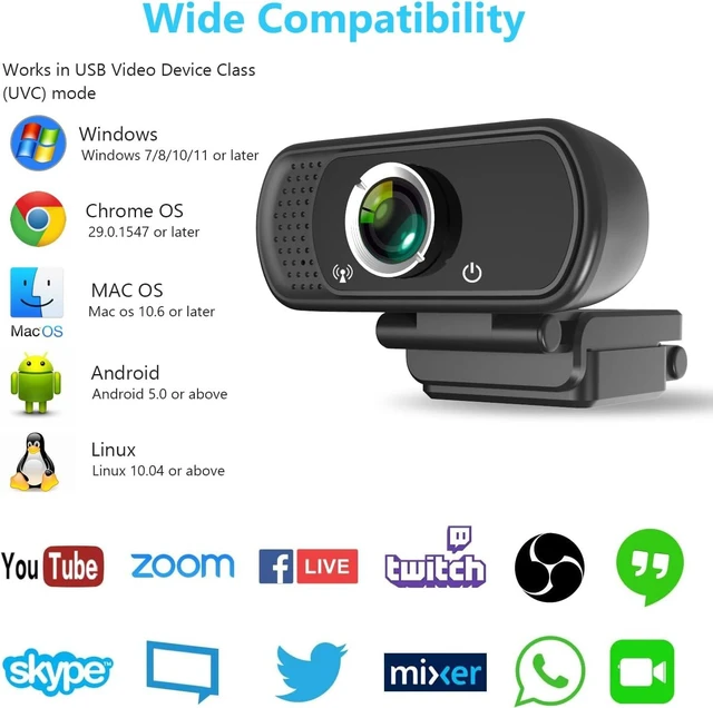 Alt view image 4 of 7 - XPCAM HD 1080p Webcam with Microphone,USB Web Camera for Computer PC Laptop