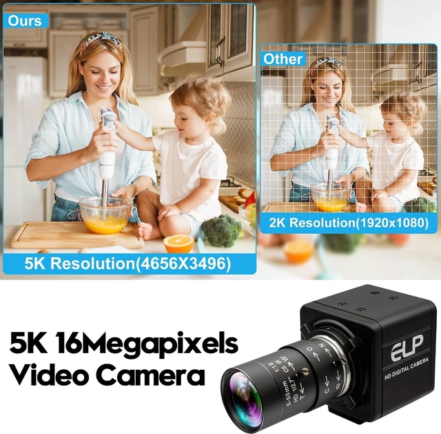 Alt view image 5 of 7 - USB Camera 16 Megapixes High Resolution 5K USB Webcam with CS Mount 5-50mm Manual Varifocus Lens Close UP OpenCV Camera Free Driver Plug and Play for Windows Linux Laptop Jetson Nano