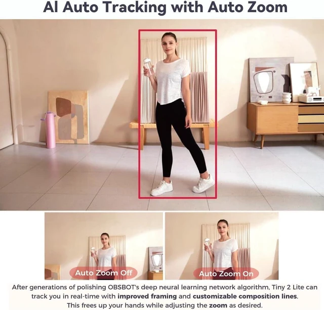 Alt view image 3 of 7 - OBSBOT Tiny 2 Lite 4K PTZ Webcam AI-Tracking, W Mini Tripod