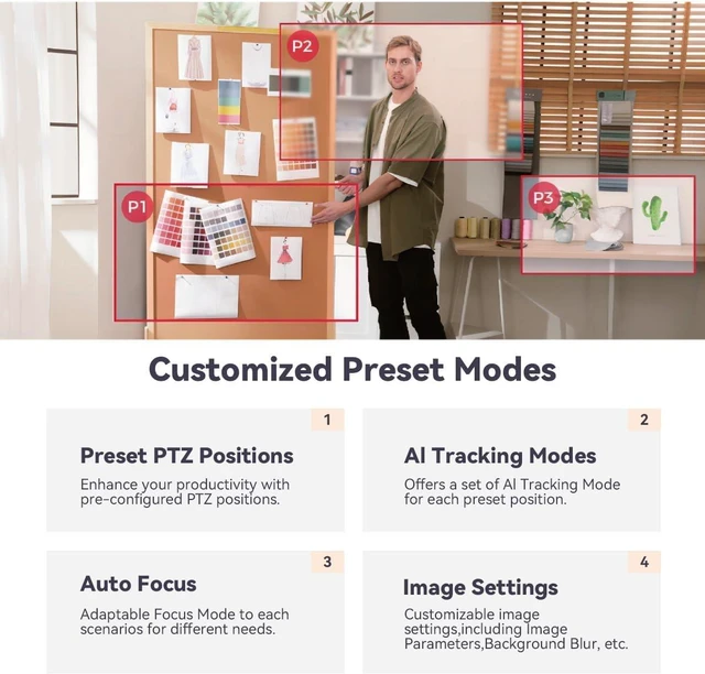 Alt view image 5 of 7 - OBSBOT Tiny 2 Lite 4K PTZ Webcam AI-Tracking, W Mini Tripod