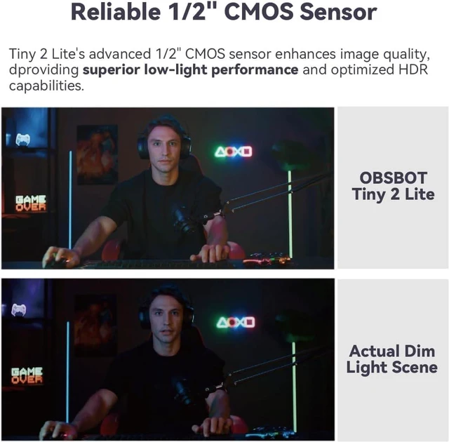 Alt view image 7 of 7 - OBSBOT Tiny 2 Lite 4K PTZ Webcam AI-Tracking, W Mini Tripod