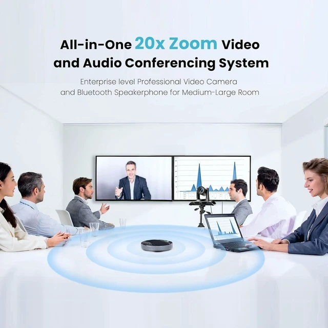 Alt view image 4 of 7 - 20x Zoom Conference Room Camera System TONGVEO All-in-1 Video and Audio Conferencing System 20X Optical Zoom USB3.0 HDMI PTZ Camera and Conference speaker with microphone Bundle for large Meeting Room