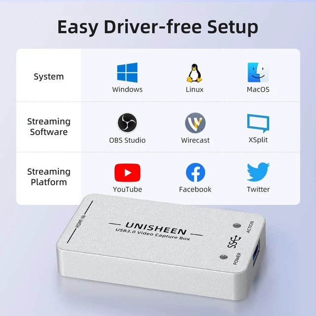 Alt view image 6 of 7 - 1080P60 HDMI Video Capture CardUSB 3.0 HDMI Video Capture Device, Full HD for Game Recording, Live Streaming Broadcasting