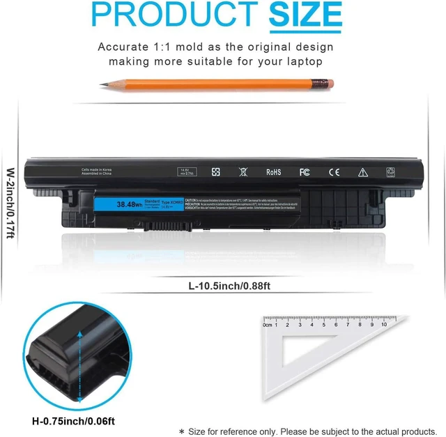 Alt view image 3 of 7 - Emanjor XCMRD 14.8V Battery for Dell Inspiron 15 3000 Series 3542 3543 3521 3537 3531 3541 17 3721 3737 15R 5537 5521 17R 5737 5721 14 3421 3437 3443 14R 5421 Latitude 3540 3440 P28F P40F FW1MN 4WY7C
