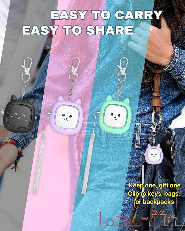 Alt view image 7 of 7 - Personal Safety Alarm, VIGOROAD 3 Pack Loud 130dB Siren Emergency Panic Alarm with LED Light, Easy Pull Pin Keychain Self-Defense Security Alarm for Women, Seniors, Kids