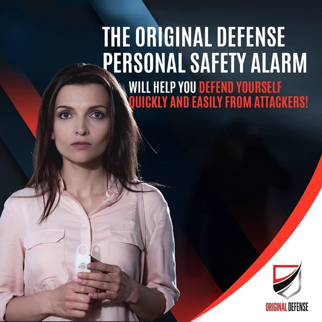 Alt view image 4 of 7 - Original Defense® Siren Self-Defense Alarm - 130 dB Keychain Alarm with LED Strobe Light for Women, Children, and Elderly - Police Recommended - (White, 1 Count)