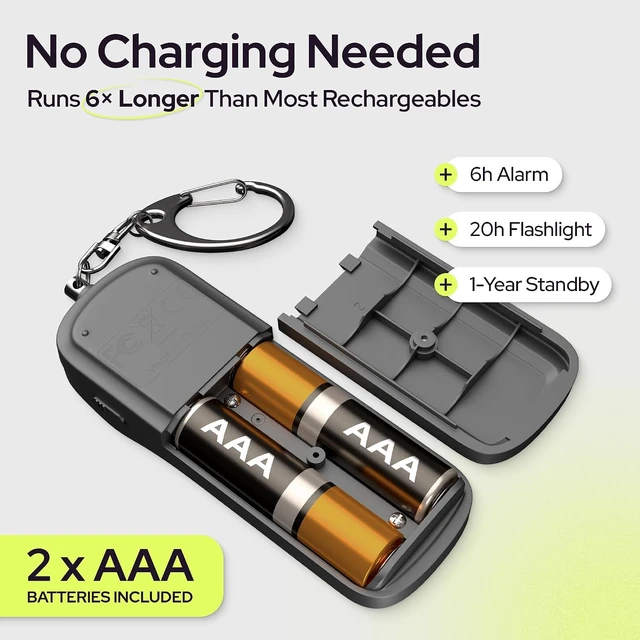 Alt view image 4 of 7 - Personal Safety Alarm Keychain for Women, 130dB Siren, 2 Pack Black