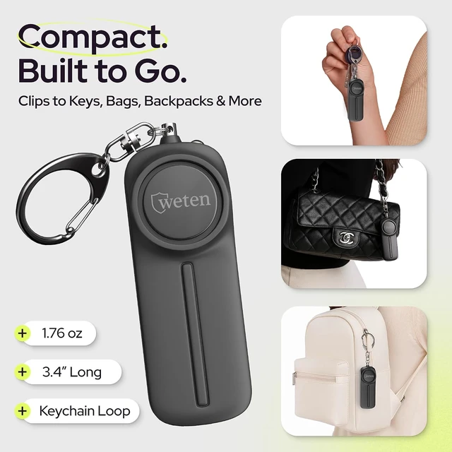 Alt view image 5 of 7 - Personal Safety Alarm Keychain for Women, 130dB Siren, 2 Pack Black