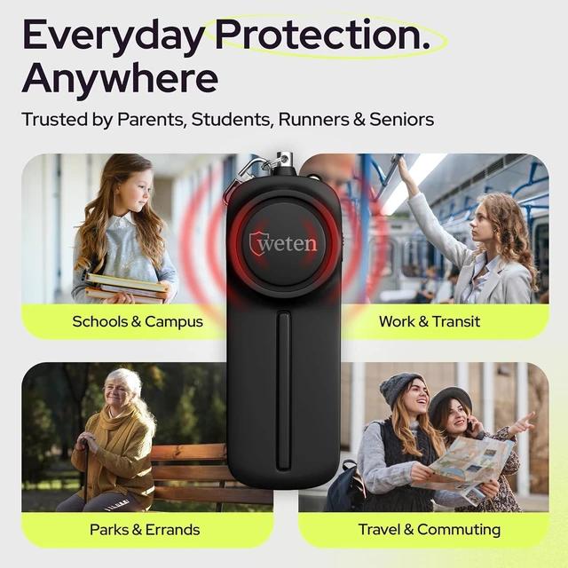 Alt view image 6 of 7 - Personal Safety Alarm Keychain for Women, 130dB Siren, 2 Pack Black
