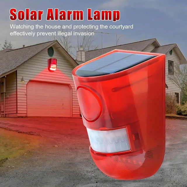 Alt view image 5 of 7 - Solar Sound & Light Alarm Motion Sensor 110 Decibels Siren Sound Alert & 6LEDs Flash Warning Strobe Security Alarm System for Farm Villa(1 Pack)