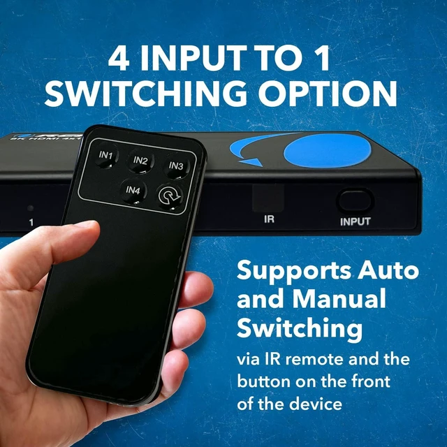Alt view image 5 of 7 - OREI 8K 4-Port HDMI 2.1 Switch, 8K@60Hz,4-in 1-Out 4K@120Hz, Auto Switch