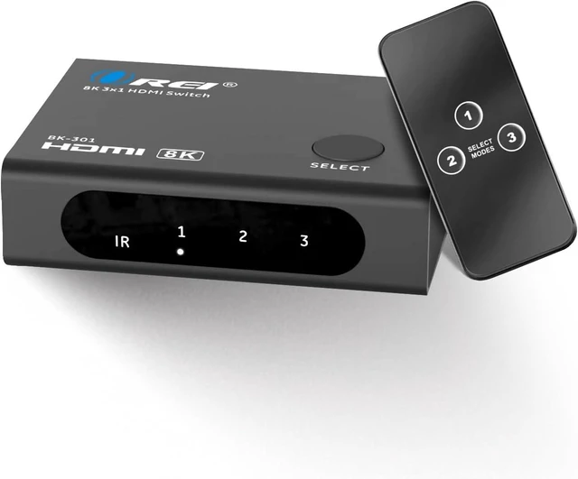 Main image of OREI 8K 3-Port HDMI 2.1 Switch, 3-in 1-Out, 8K@60Hz, CEC, HDR, IR Remote