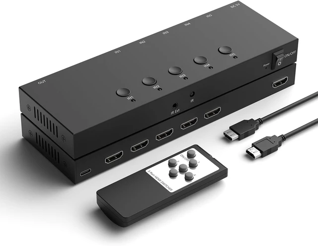 Main image of ZUZONG 5 Port HDMI Switch 4k@60hz, HDMI Switcher 5 in 1 Out HDCP 2.0 HDMI2.0 Hub Supports 3D Compatible with Nintendo Switch/Switch OLED/Xbox PS5/4/3 DVD Player Fire Stick Roku Apple TV Chromecast PC
