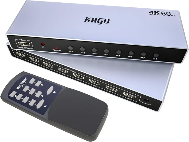 Main image of KAGO 8-Port 4K@60Hz HDMI Switcher Box with IR Remote