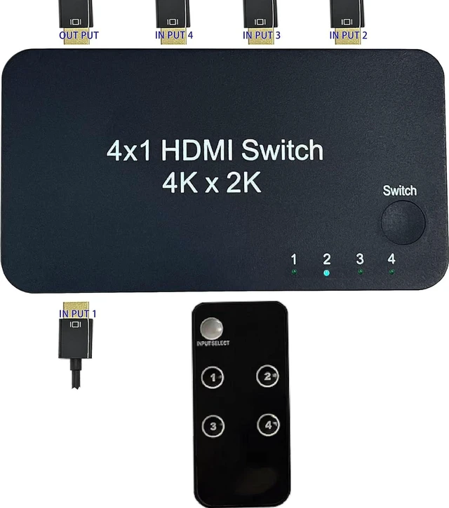 Alt view image 3 of 6 - HDMI 4 in 1 Out switcher, 4K@60hz HDMI Switcher