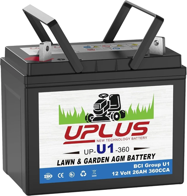 Main image of UPLUS U1 Riding Lawn Mower Battery, 12V 360CCA for Garden Tractors
