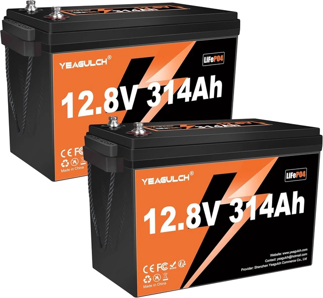 Main image of 2 Packs 12V 314Ah LiFePO4 Battery 200A BMS 4019Wh 15000+ Deep Cycles