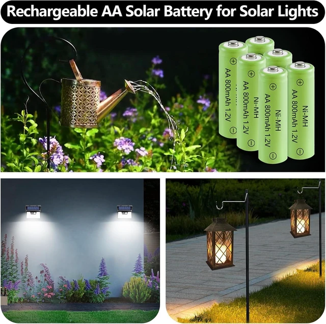 Alt view image 3 of 7 - JINTION AA Rechargeable Batteries, Double A 800mAh High Capacity 1.2V Solar Lights Ni-MH AA Pre-Charged Battery for Solar Lantern, String Lights, Pathway Light (AA-800mAh-12pack)