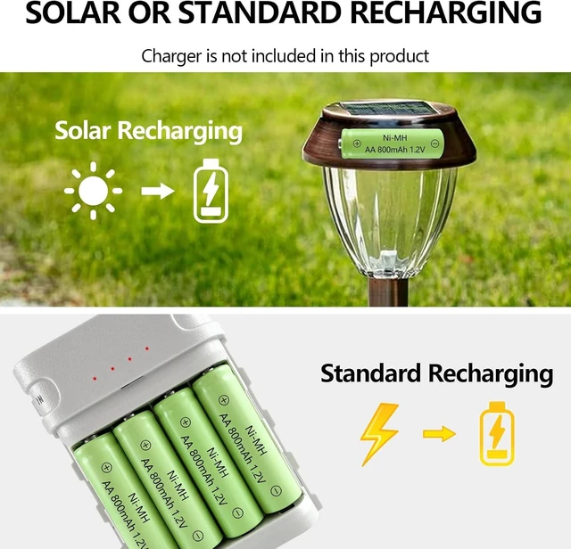 Alt view image 4 of 7 - JINTION AA Rechargeable Batteries, Double A 800mAh High Capacity 1.2V Solar Lights Ni-MH AA Pre-Charged Battery for Solar Lantern, String Lights, Pathway Light (AA-800mAh-12pack)