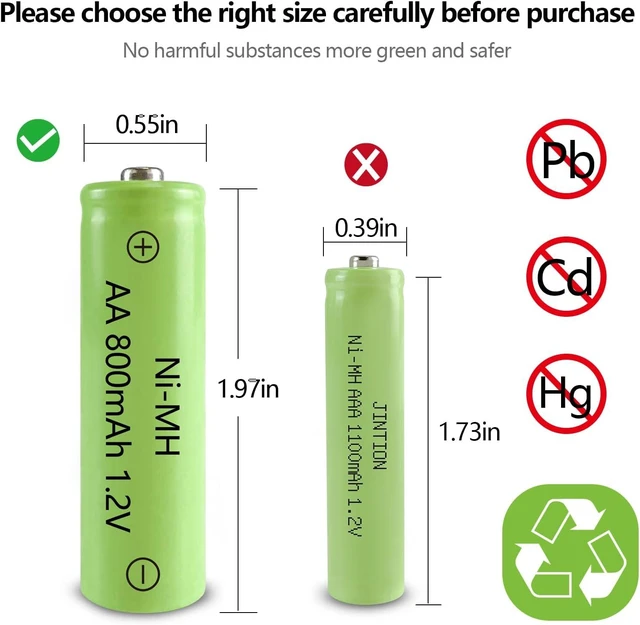 Alt view image 7 of 7 - JINTION AA Rechargeable Batteries, Double A 800mAh High Capacity 1.2V Solar Lights Ni-MH AA Pre-Charged Battery for Solar Lantern, String Lights, Pathway Light (AA-800mAh-12pack)