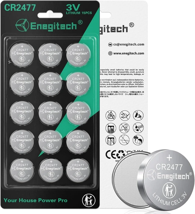 Main image of Enegitech CR2477 3V Lithium Battery, 2477 Coin Batteries 15 Pack