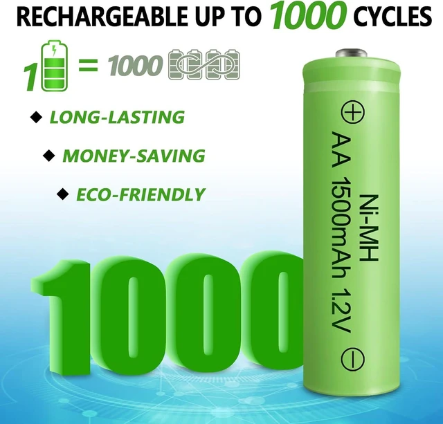 Alt view image 6 of 7 - AA Rechargeable Batteries NIMH 1.2V Double A 1500mAh High Capacity Battery Low Self Discharge for Solar Lights Lantern String Light, Pack of 8