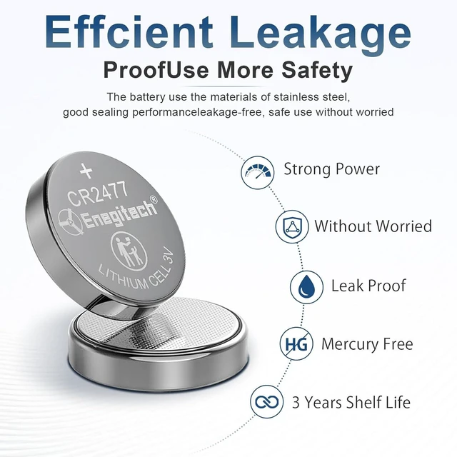 Alt view image 3 of 6 - Enegitech CR2477 3V Lithium Battery, 2477 Coin Batteries 15 Pack