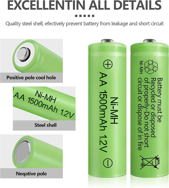 Alt view image 5 of 7 - AA Rechargeable Batteries NIMH 1.2V Double A 1500mAh High Capacity Battery Low Self Discharge for Solar Lights Lantern String Light, Pack of 8
