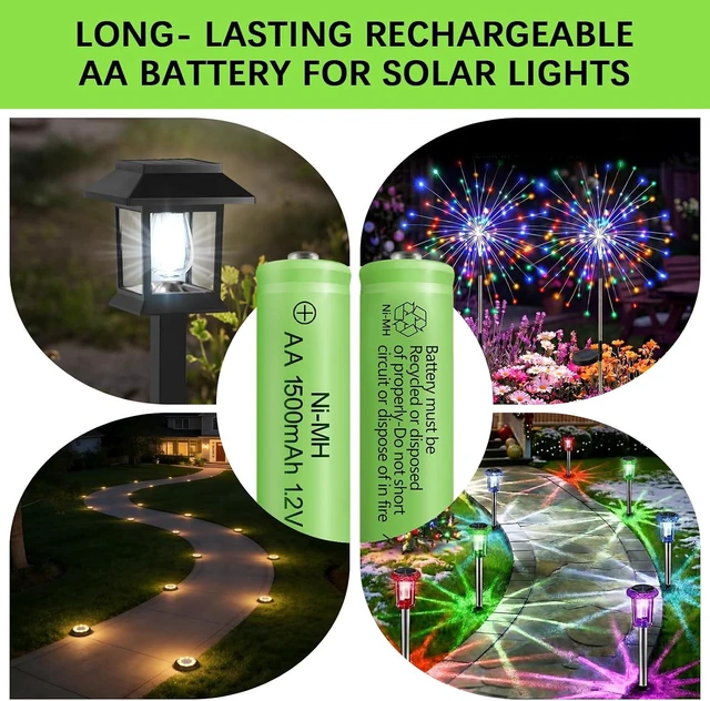 Alt view image 3 of 7 - AA Rechargeable Batteries NIMH 1.2V Double A 1500mAh High Capacity Battery Low Self Discharge for Solar Lights Lantern String Light, Pack of 8