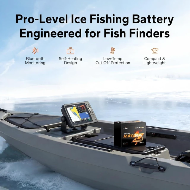 Alt view image 3 of 7 - LiTime 12V 30Ah Ice Fishing & Portable LiFePO4 Battery for Fish Finder